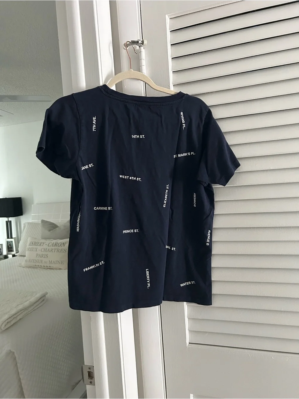 J. Crew New York City Streets Navy Short Sleeve Tee with White Street names